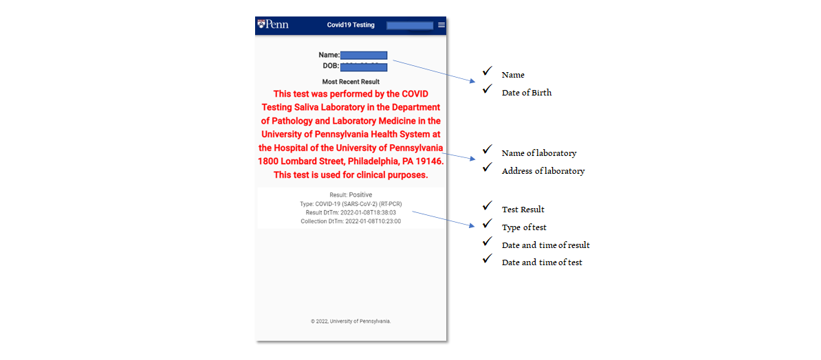 Image of COVID-19 Test Result