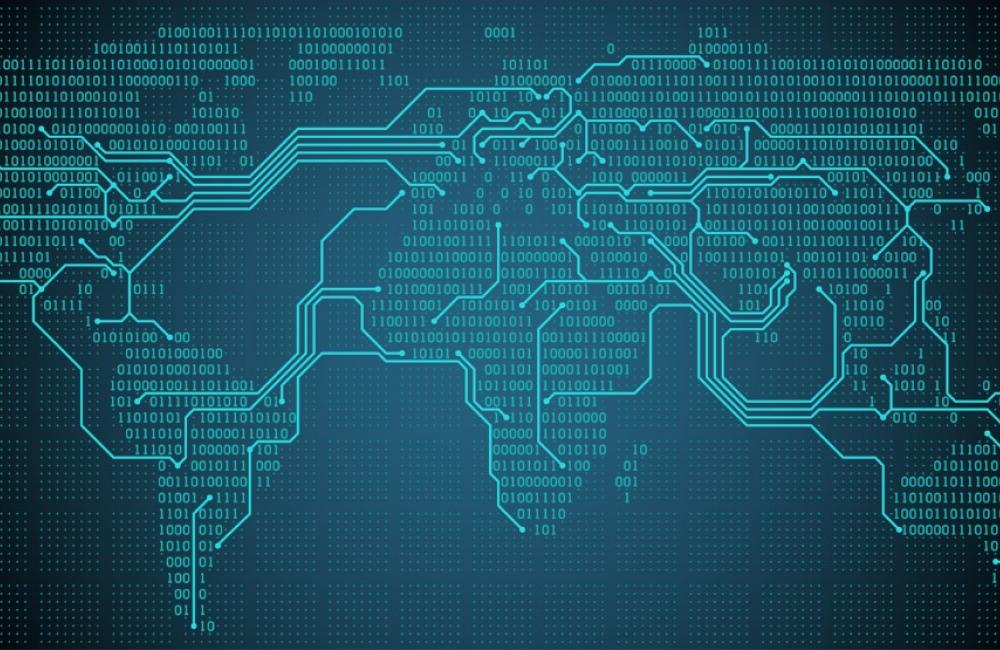 Map of the world in binary code